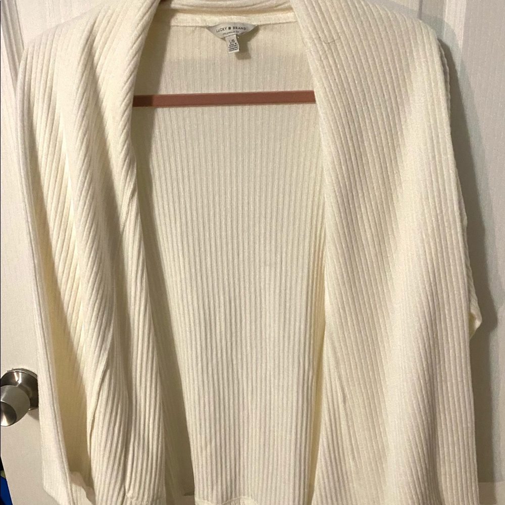 New Lucky Brand Women’s Sweater Cardigan, Cream-White, Sz L